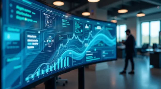 Modern car rental fleet monitoring with digital dashboard displaying real-time vehicle data and analytics